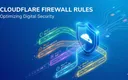 Cloudflare防火墙规则配置示意图,蓝色盾牌图标与网络流量可视化