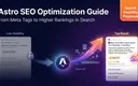 Astro网站SEO优化配置示意图，包含meta标签、sitemap、结构化数据等元素