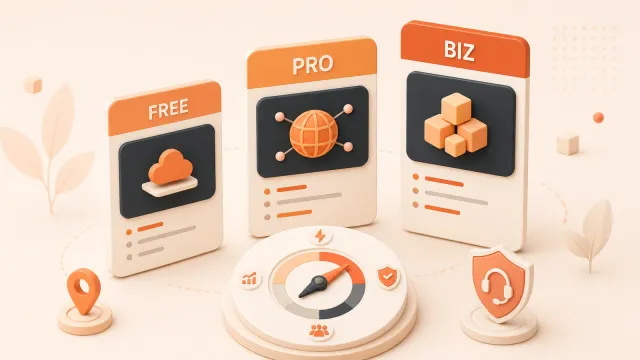 Easton editorial illustration: three large ascending plan cards around a value compass
