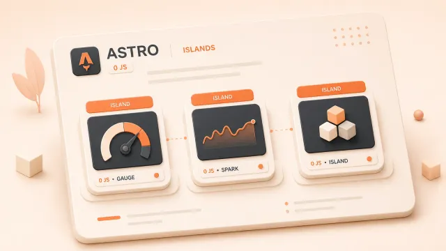 Easton editorial illustration: one large content page with three isolated interactive islands
