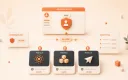 Easton editorial illustration: one admin console with a central role gate and three protected modules