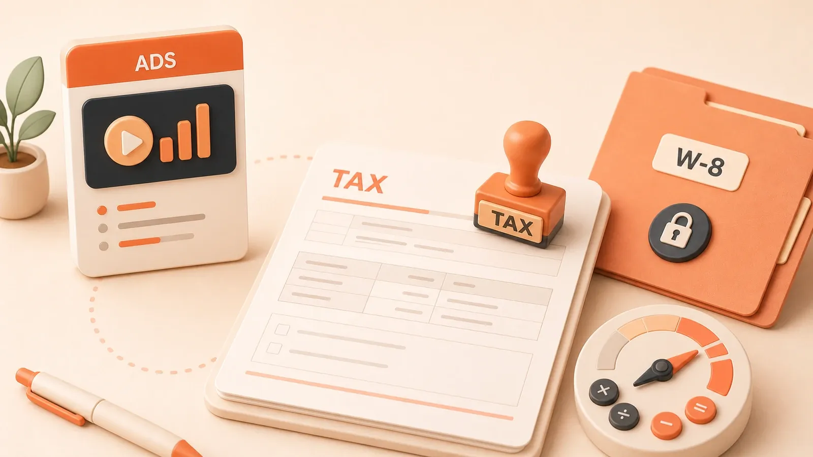 Easton editorial illustration: one earnings card aligned with a tax form on a filing desk