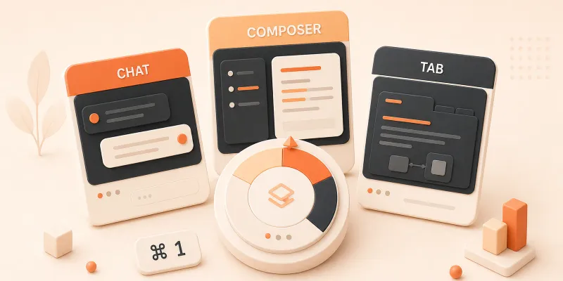 Easton editorial illustration: three large editor-mode cards around one task dial