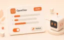 Easton editorial illustration: one large JSON configuration card controlling an agent device