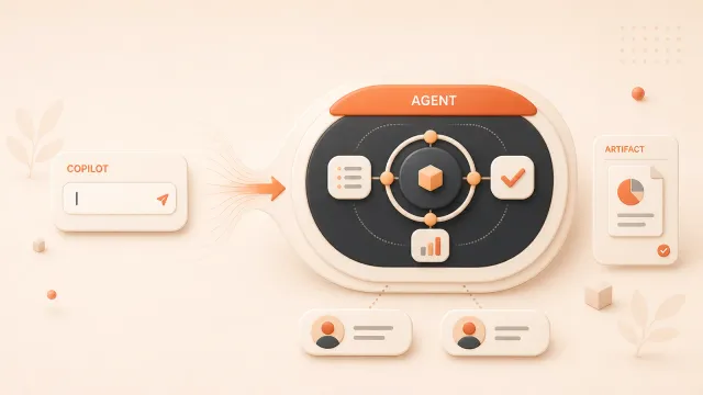 Easton editorial illustration: one split comparison between autocomplete cursor and autonomous task capsule