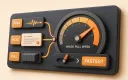 Easton editorial illustration: large image-pull speedometer with one winning range