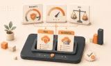 Easton editorial illustration: PRO access card, BUSINESS access card, three-axis inspection bench