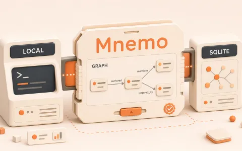 Easton editorial illustration: portable local memory cartridge, local model terminal dock, SQLite graph index
