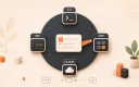 Easton editorial illustration: large four-position entry selector dial, single starter task card, four mode sockets