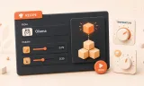 Easton editorial illustration: one large recipe-like code card assembling a model cube