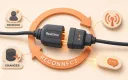 Easton editorial illustration: large WebSocket plug, reconnect loop