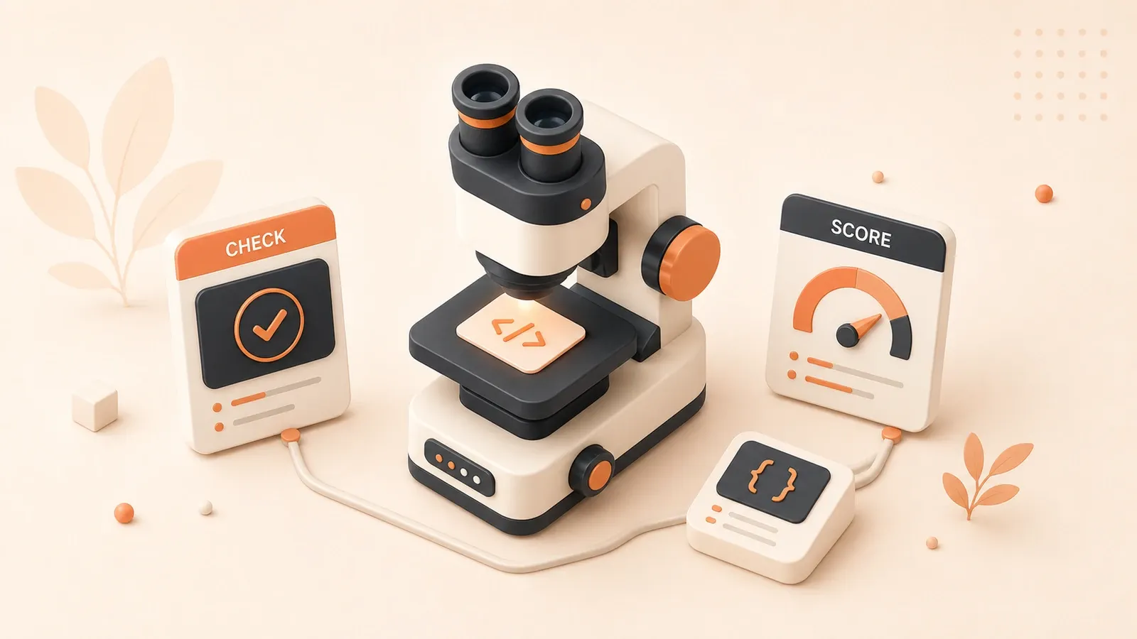 Easton editorial illustration: patch inspection microscope