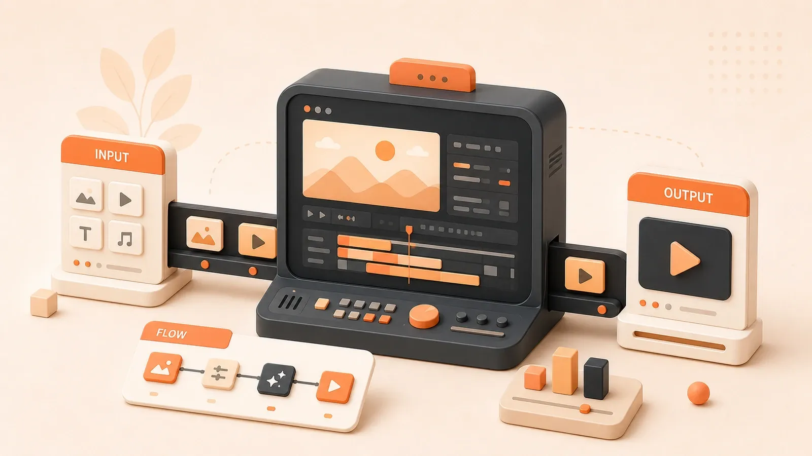 Easton editorial illustration: shot-sequence storyboard machine