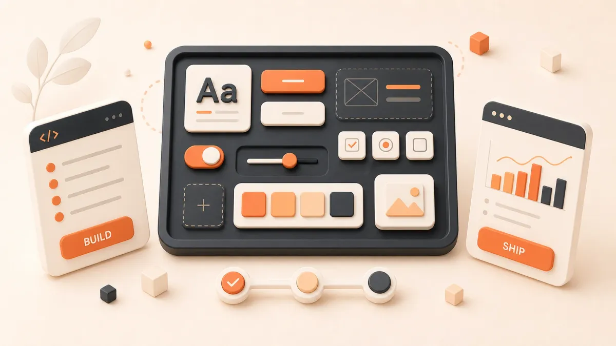 Easton editorial illustration: design-system assembly tray