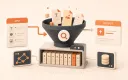 Easton editorial illustration: retrieval funnel and document shelf