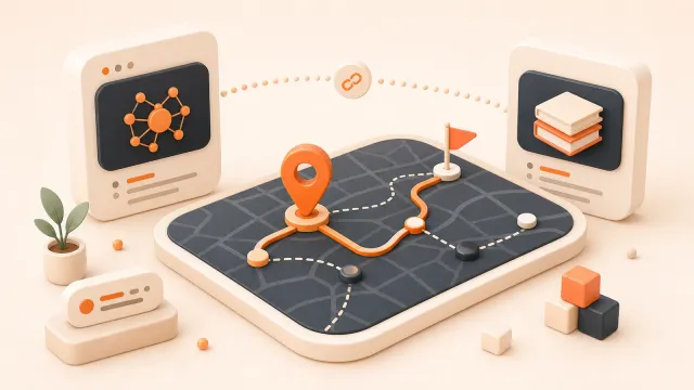 Easton editorial illustration: vector-map navigation table
