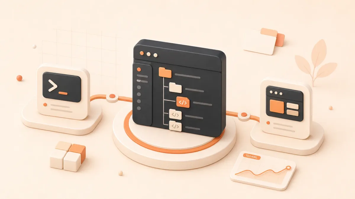 Easton editorial illustration: monorepo project desk