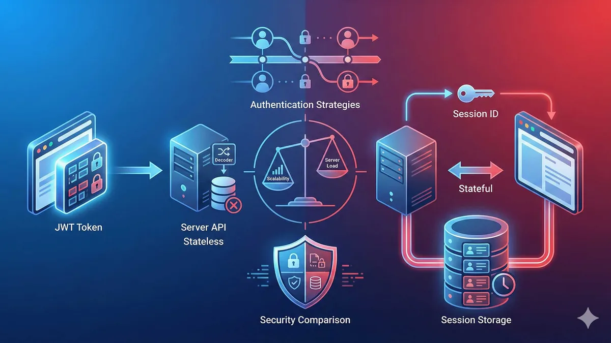 JWT与Session认证策略对比示意图