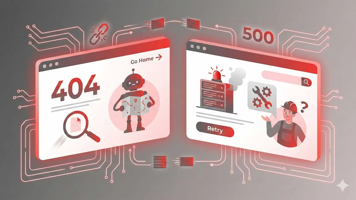 Next.js 自定义错误页面示例界面,展示404和500错误页面的优雅设计