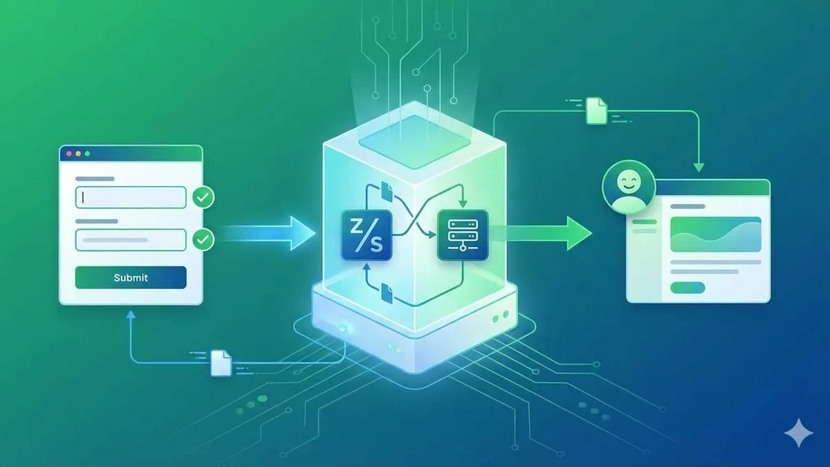 Next.js Server Actions 表单处理示意图