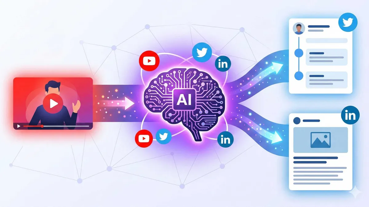 OpenClaw 内容自动化流程图，展示从 YouTube 到多平台分发的完整工作流