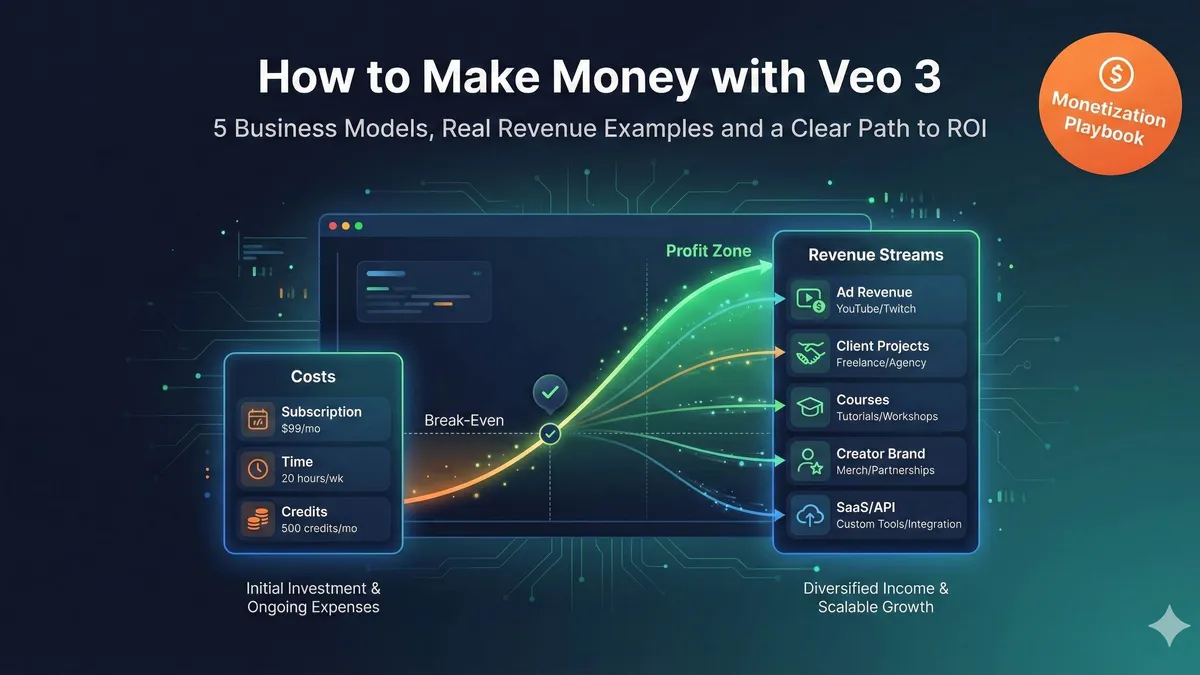 Veo 3 AI视频变现路径示意图