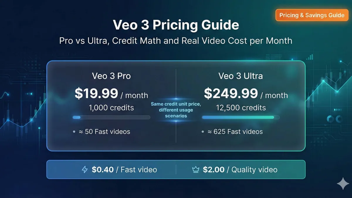 Veo 3 Pro与Ultra套餐价格对比图表